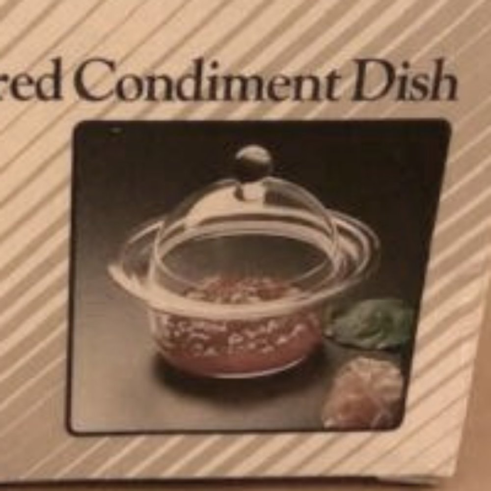 Vintage Clear Acrylic Lucite Covered Condiment Dish by Tamus New in Box candy